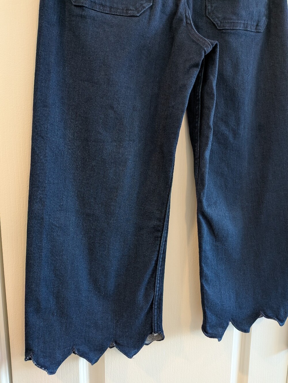 Anthropologie Maeve Colette Scallop Hem Crop Wide Leg Jeans Dark Wash Size 28P - Picture 9 of 14